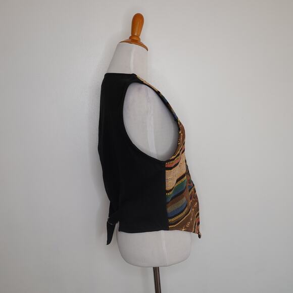 Vintage Jane Ashley Western Rodeo Vest Woven Suede Stars Women Large Petite - Picture 3 of 13